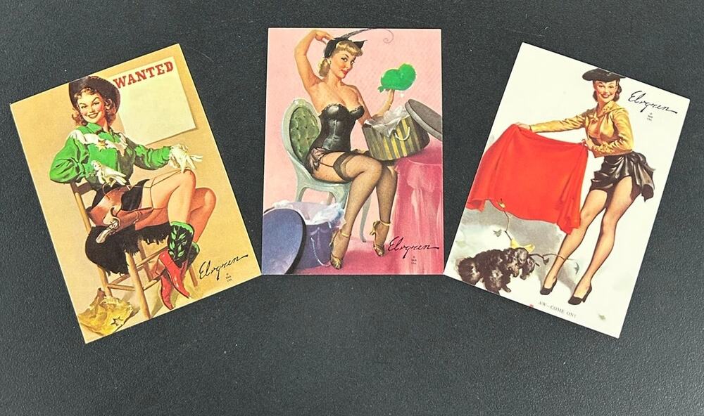 3 of Gil Elvgren's Pin Up Calendar Collectors Cards by Comic Images